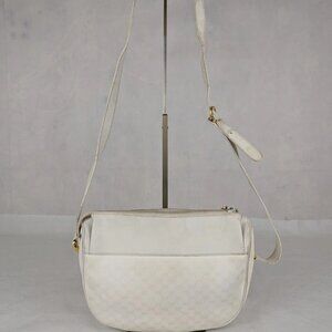 Authentic Vintage GUCCI 1980's Ophidia Half Moon Leather Bag white Made in Italy